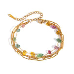 Load image into Gallery viewer, 18k Stacked Curb, Paperclip, &amp; Crystal Bracelet
