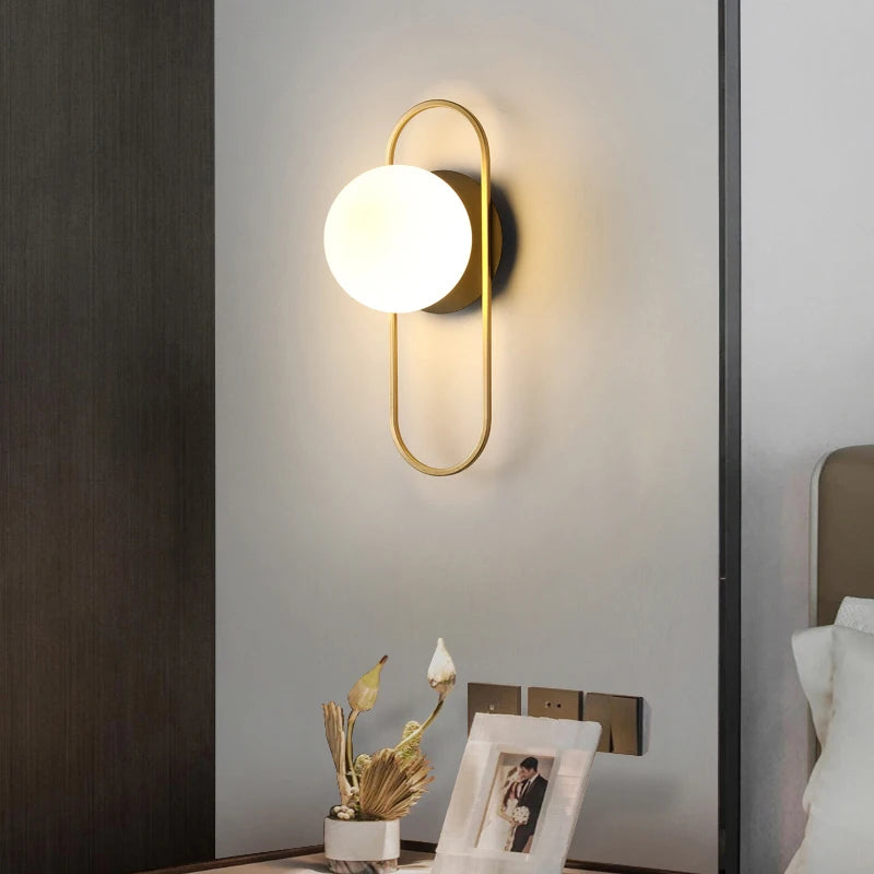 Contemporary Glass Ball Wall Sconce In Gold or Black Accent