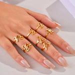 Load image into Gallery viewer, Adjustable Italic Cursive Letter Initial Ring
