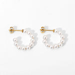 Load image into Gallery viewer, Elegant C Hoop Pearl Earrings
