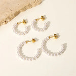 Load image into Gallery viewer, Elegant C Hoop Pearl Earrings
