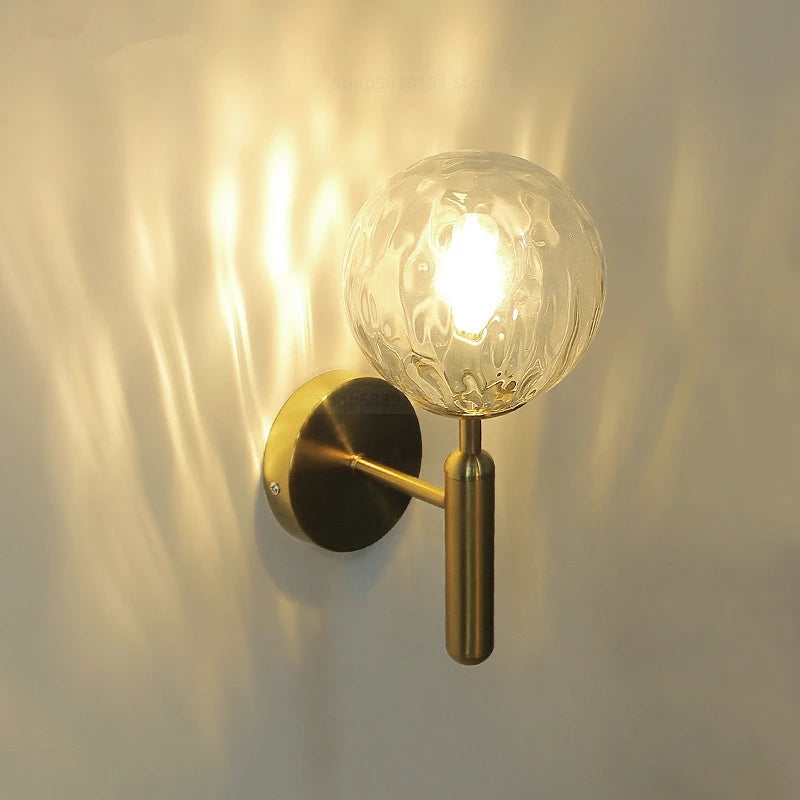 Metal Glass Ball Wall Lamp Light Fixture
