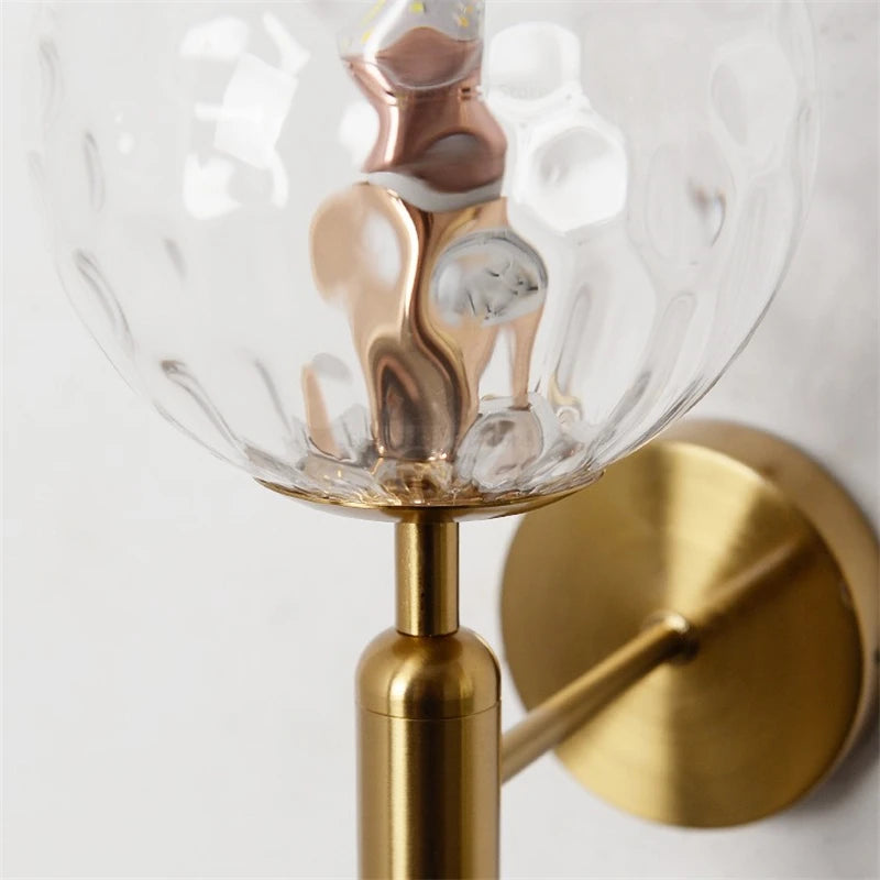 Metal Glass Ball Wall Lamp Light Fixture