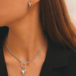 Load image into Gallery viewer, Rope Chain Anchor Clasp Heart Necklace and Earring Set
