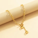Load image into Gallery viewer, Bold Chunky Chain Link Dual Heart Lariat Necklace &amp; Bracelet
