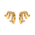 Load image into Gallery viewer, 18k Quad Half Hoops Stud Earrings
