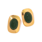 Load image into Gallery viewer, 18k Green Oval Opal Rectangle Earrings
