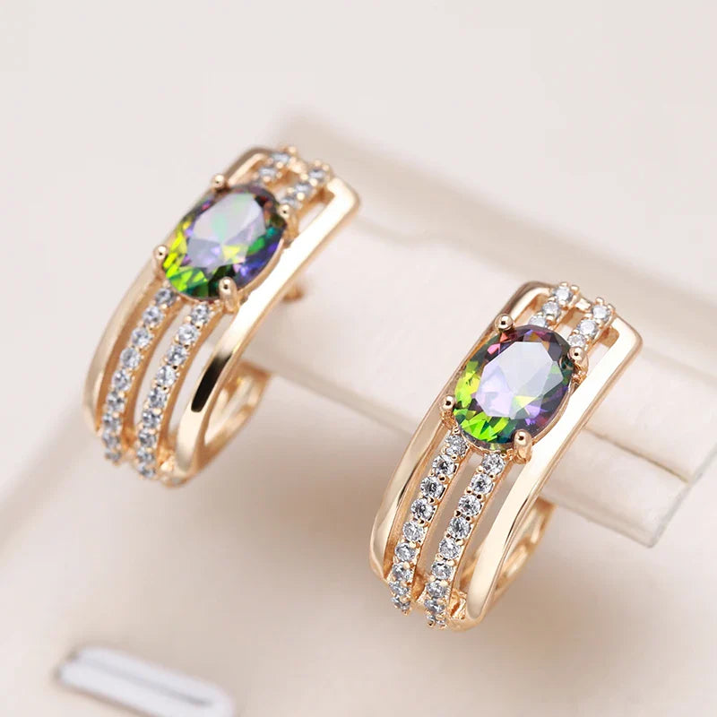 C Shaped Diamond Accented Centerpiece Earrings