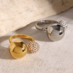Load image into Gallery viewer, Asymmetric Diamond Accented Sphere Ring
