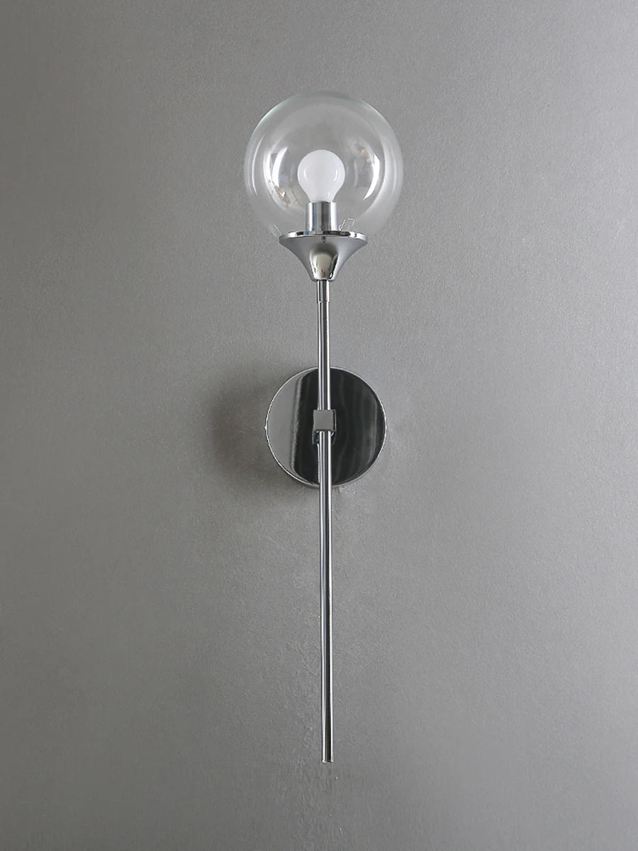 Modern Glass Globe Wall Lamp Light Fixture in Silver Frame
