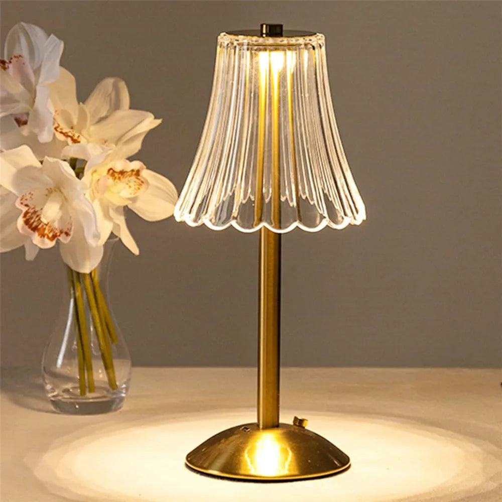Rechargeable Dimmable Crystal Table Lamp &amp; Night Light