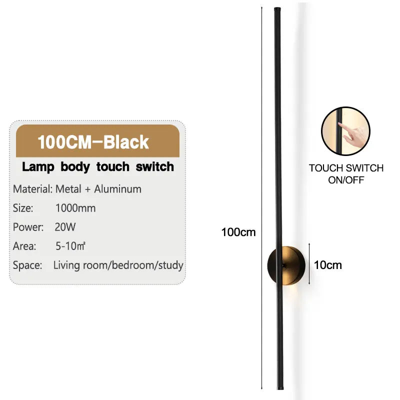 Modern Black Indoor Touch Switch Dimmable LED Wall Sconce