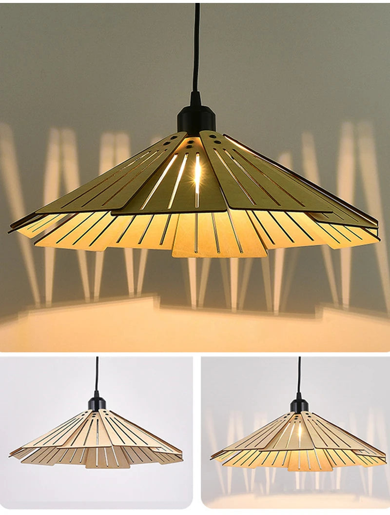 Wabi-Sabi Style Wood Pendant Light Fixture