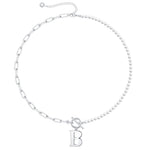 Load image into Gallery viewer, Pearl &amp; Paperclip Chain Letter Initial Necklace
