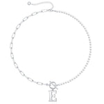 Load image into Gallery viewer, Pearl &amp; Paperclip Chain Letter Initial Necklace
