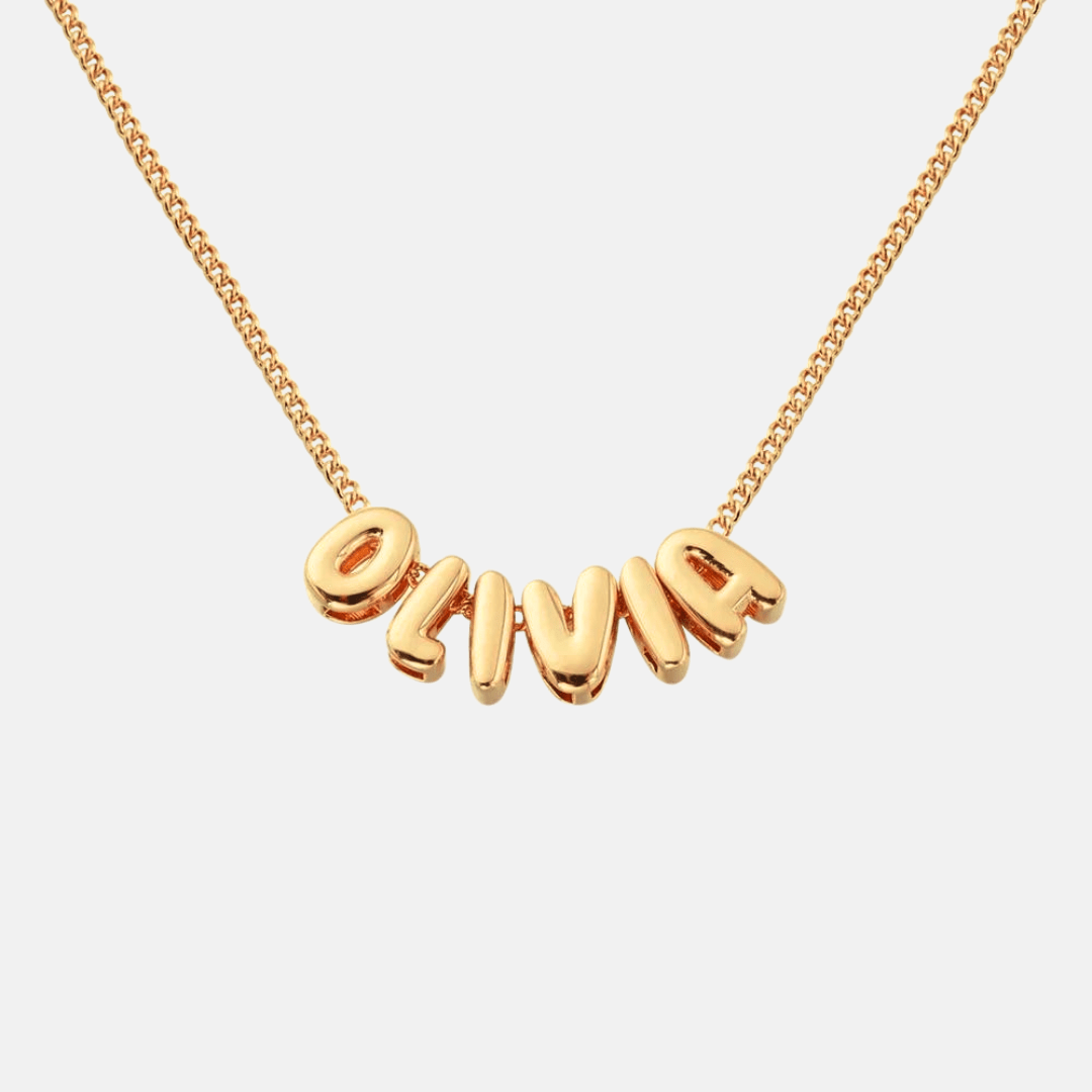 Curved Bubble Letter Necklace
