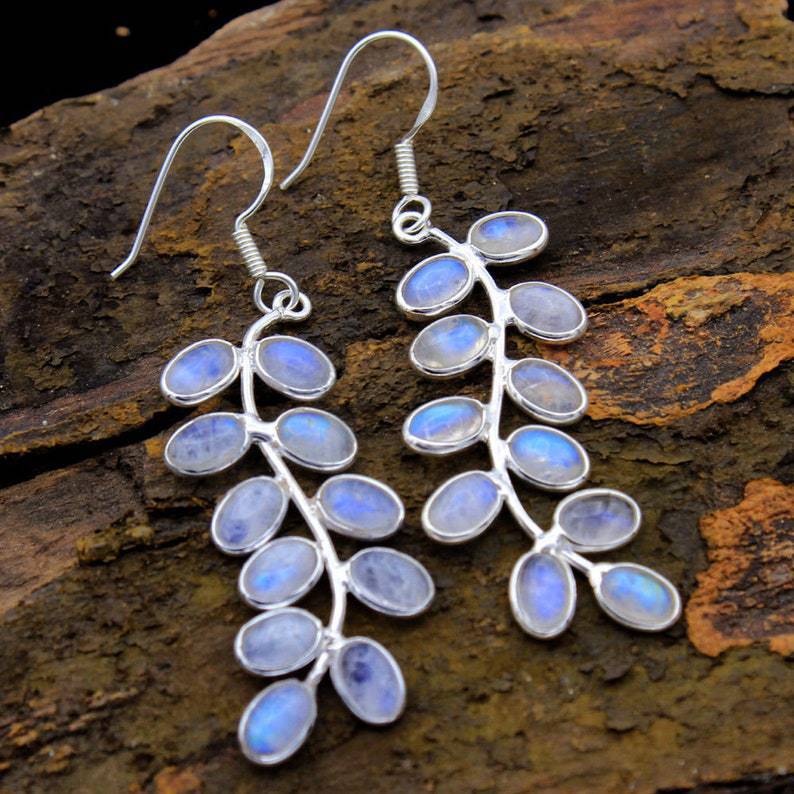 Chic Moonstone Moon Earrings