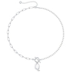 Load image into Gallery viewer, Pearl &amp; Paperclip Chain Letter Initial Necklace
