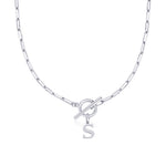 Load image into Gallery viewer, Paperclip Letter Initial Circle Lock Clasp Necklace
