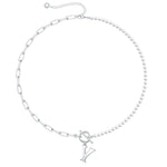 Load image into Gallery viewer, Pearl &amp; Paperclip Chain Letter Initial Necklace

