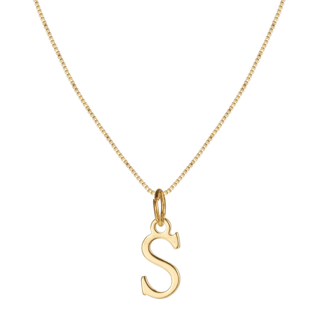 14k Sleek Serif Initial Necklace