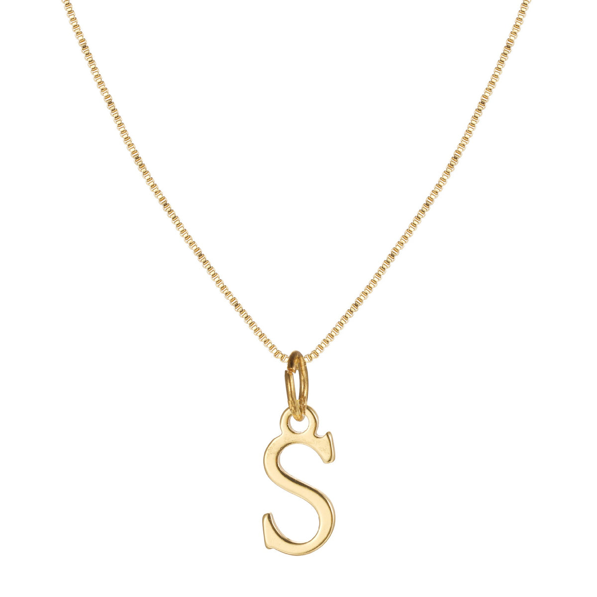 14k Sleek Serif Initial Necklace