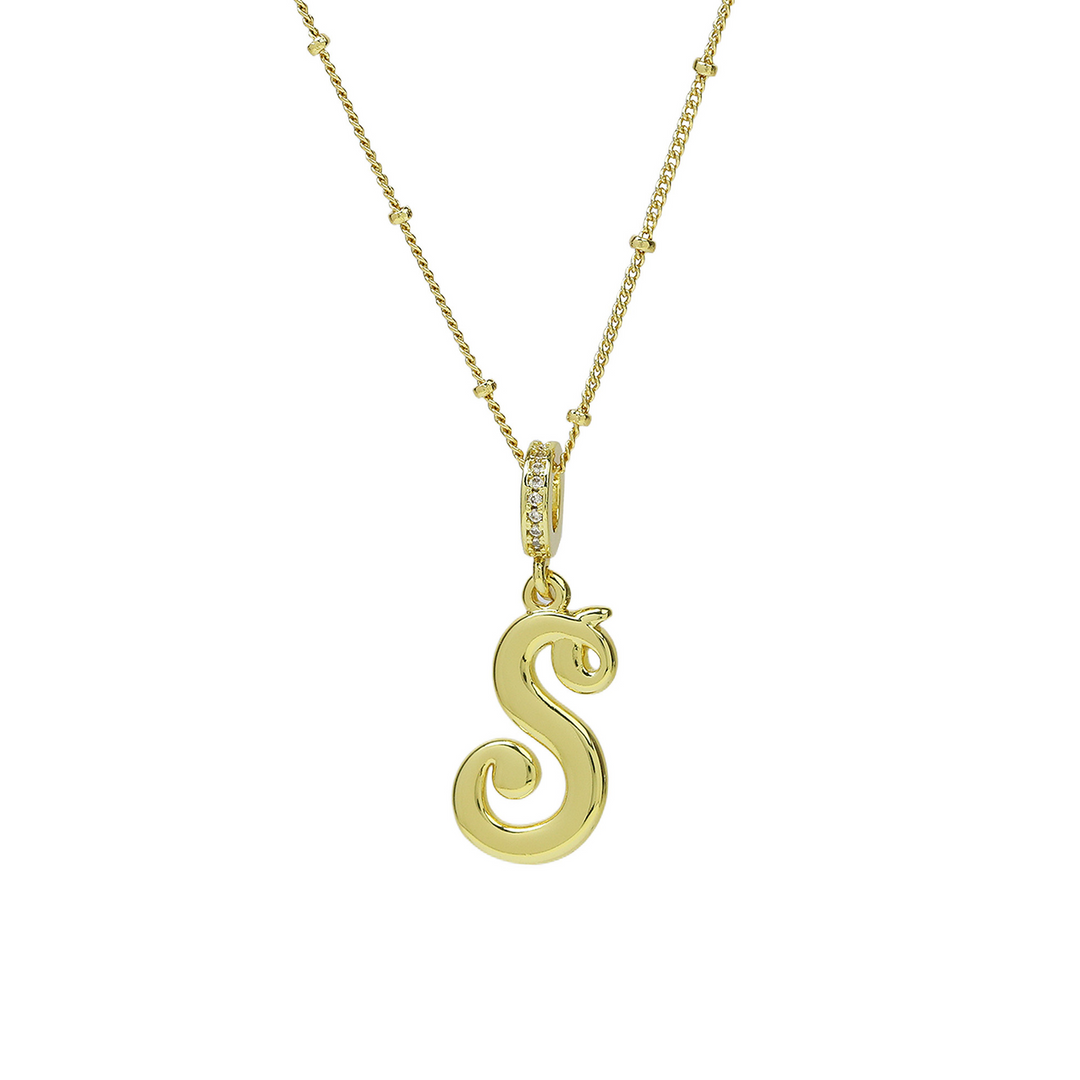 Elegant Cursive Font Satellite Chain Initial Necklace