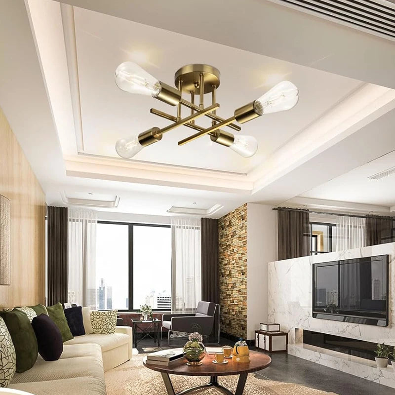 Metallic Nordic Flush-Mount Ceiling Light Fixture