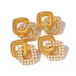 Load image into Gallery viewer, 18k Textured Dual Squircle Earrings
