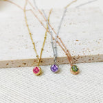 Load image into Gallery viewer, Dainty Birthstone Satellite Choker Necklace
