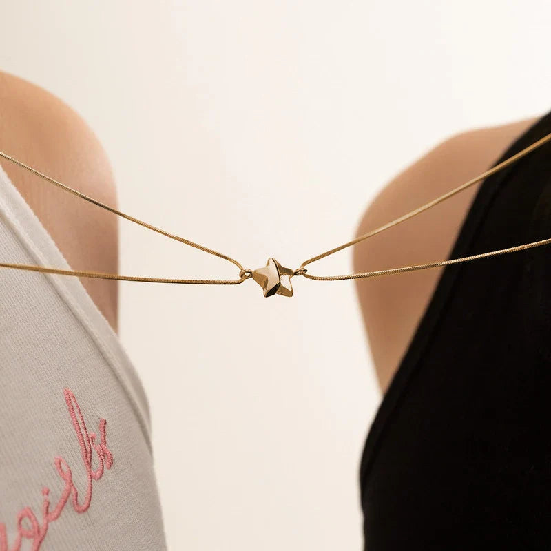 Dainty magnetic star necklace pair