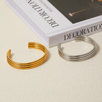 Load image into Gallery viewer, 18k Triple Ribbed Bangle Bracelet
