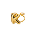 Load image into Gallery viewer, Adjustable Open Band Bubble Letter Initial Ring
