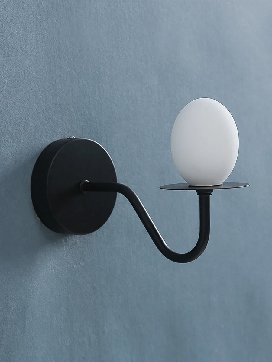 Iron Frame Egg Glass Ball Indoor Wall Lamp in Gold or Black