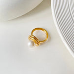 Load image into Gallery viewer, 18k Classy Statement Dual Disc Pearl Ring
