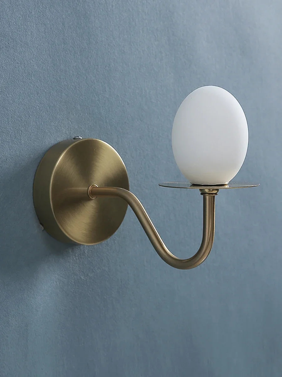 Iron Frame Egg Glass Ball Indoor Wall Lamp in Gold or Black