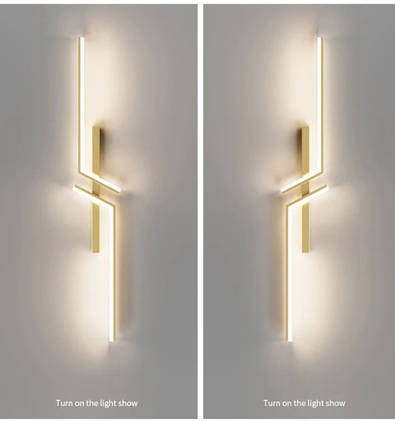 Modern Minimalist LED Wall Light Fixture In Black or Gold