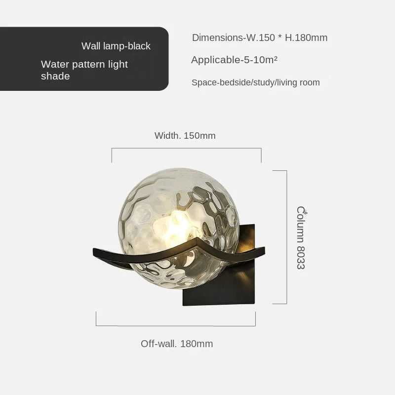 Modern Gold Glass Ball Indoor Wall Light