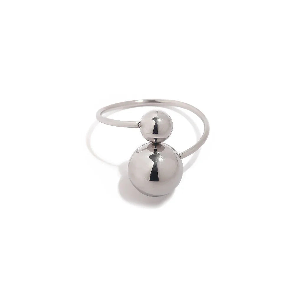 18k Bold Two Ball Open Ring