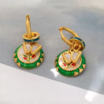 Load image into Gallery viewer, Dainty Butterfly Floral Disc Golden Huggie Hoop Earrings
