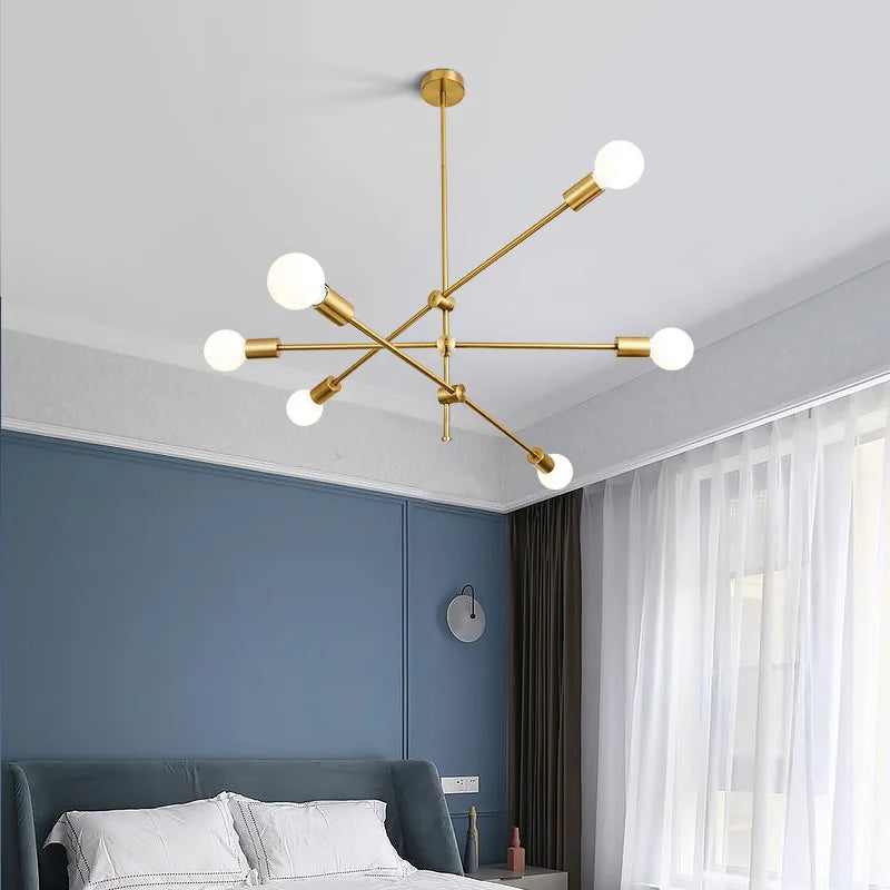 Modern Chandelier Flush Mount Long Pole Ceiling Lighting Fixture