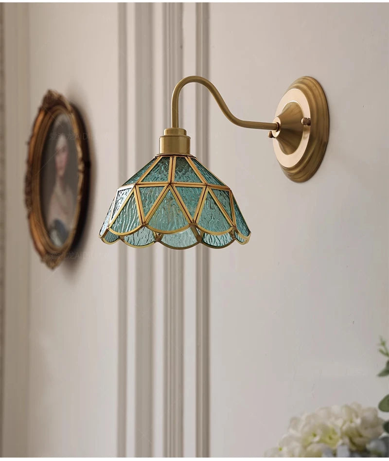 Retro Copper Tiffany Wall Lamp Light Fixture
