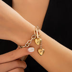 Load image into Gallery viewer, Bold Chunky Chain Link Dual Heart Lariat Necklace &amp; Bracelet
