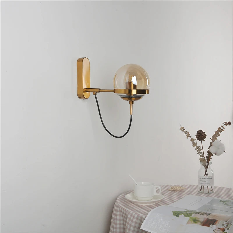 Vintage Glass Globe Modern Wall Lamp Light Fixture