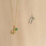 Load image into Gallery viewer, Dainty Cursive Letter Initial Heart Birthstone Necklace
