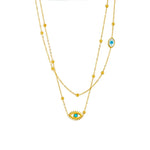 Load image into Gallery viewer, Dainty Satellite Chain Evil Eye Necklace Stack
