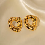 Load image into Gallery viewer, 18k Textured Open Irregular Circle Earrings
