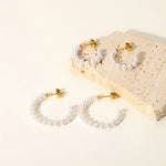 Load image into Gallery viewer, Elegant C Hoop Pearl Earrings
