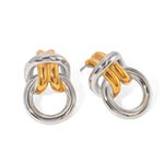 Load image into Gallery viewer, Two Tone Ring Knot Earrings
