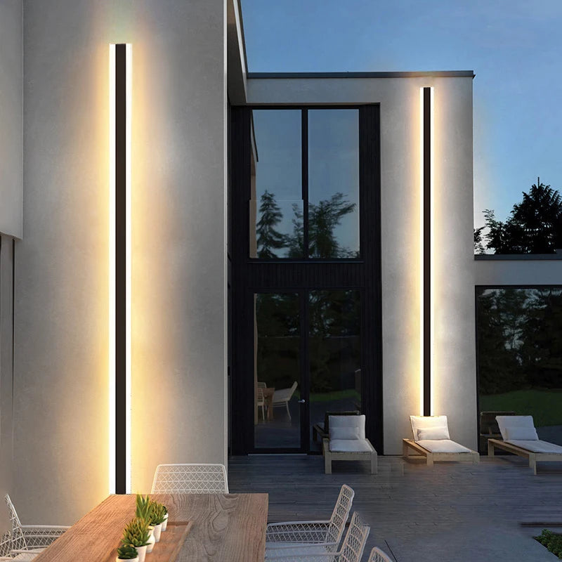 Modern Aluminum Waterproof Outdoor Long Strip LED Wall Lamp